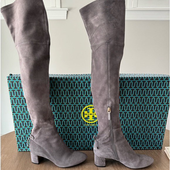 Tory Burch Laila 45MM Over-the-Knee Boot Stretch Suede Sz 7.5 - Picture 1 of 14